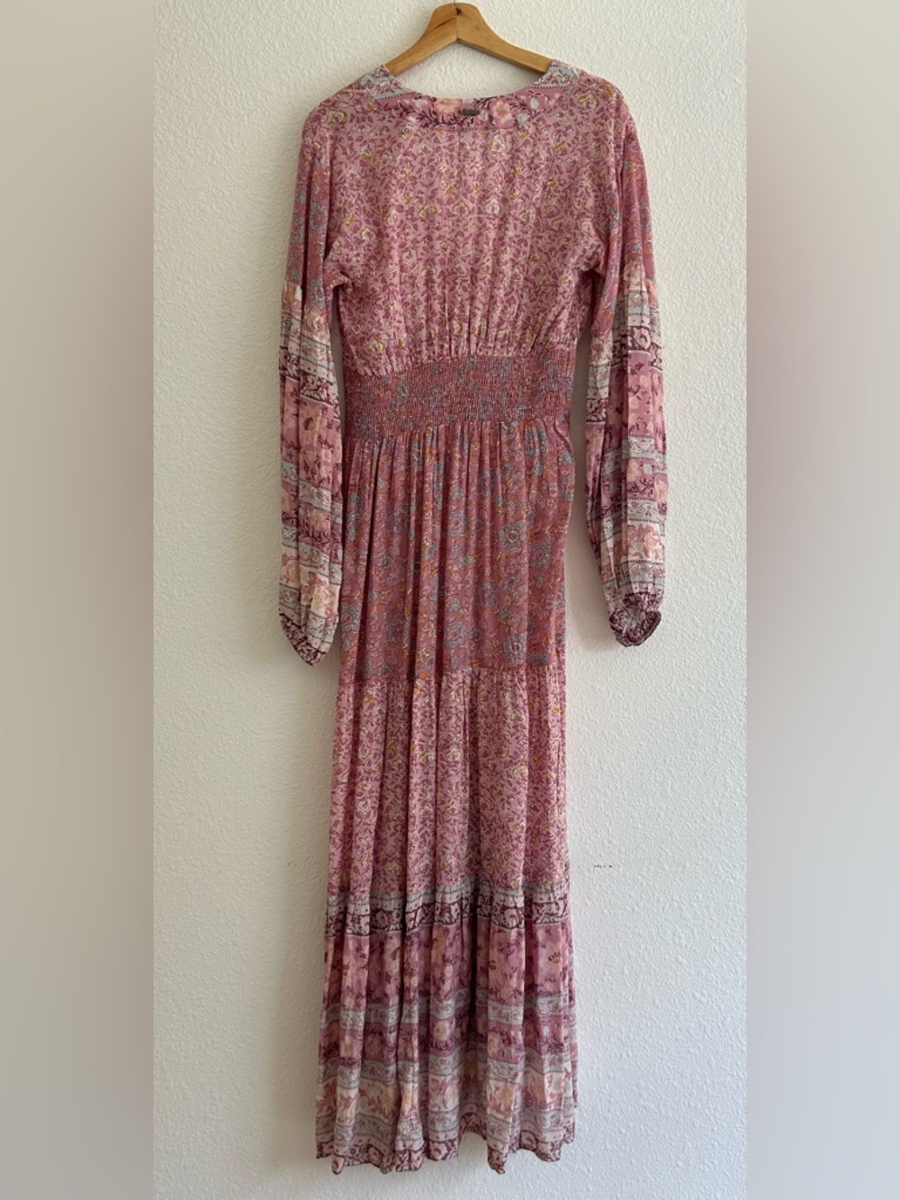 BILLABONG Cosmos Dress Size M BOHEMIAN LONG BALLOON SLEEVE DUSTY ROSE FLORAL - Picture 10 of 15